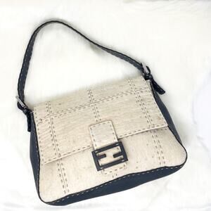 Fendi Black and Cream Shoulder Bag RARE mama baguette